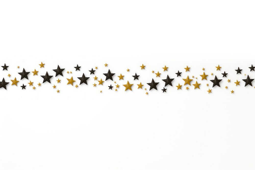 Star line horizontal border confetti white background celebration.
