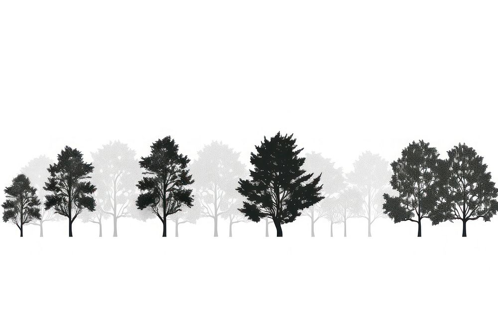 Tree line horizontal border outdoors drawing sketch.