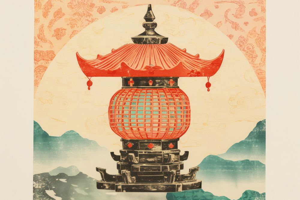 Chinese lamp deco lantern art spirituality. AI generated Image by rawpixel.