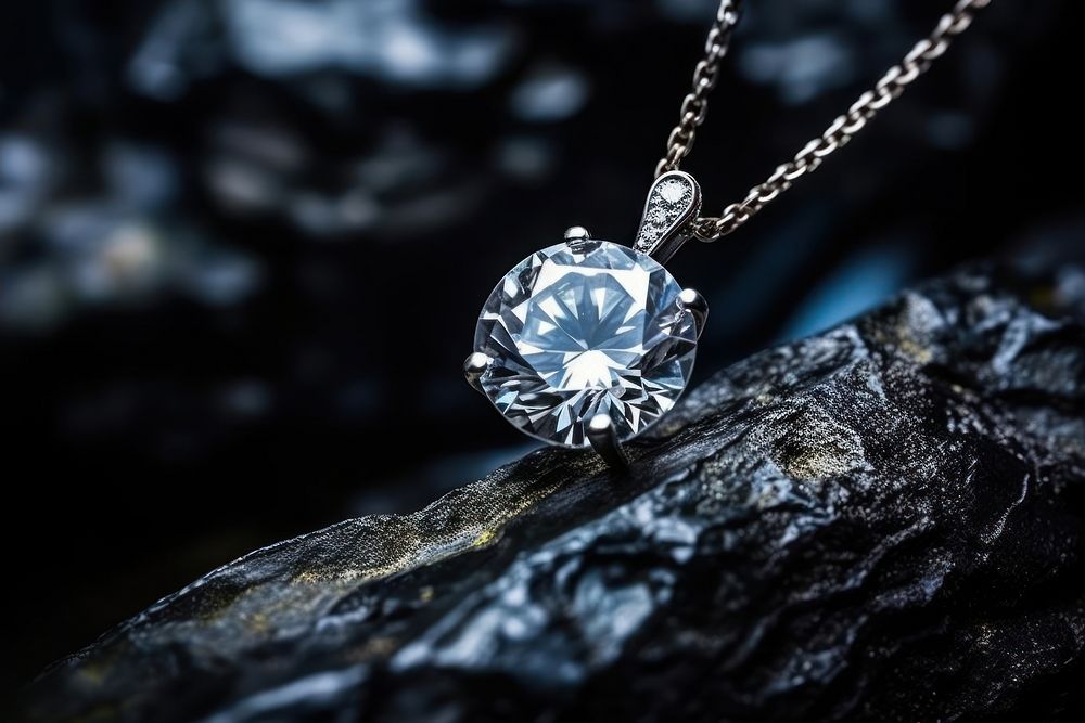 Jewelry diamond neckles gemstone pendant macro photography.