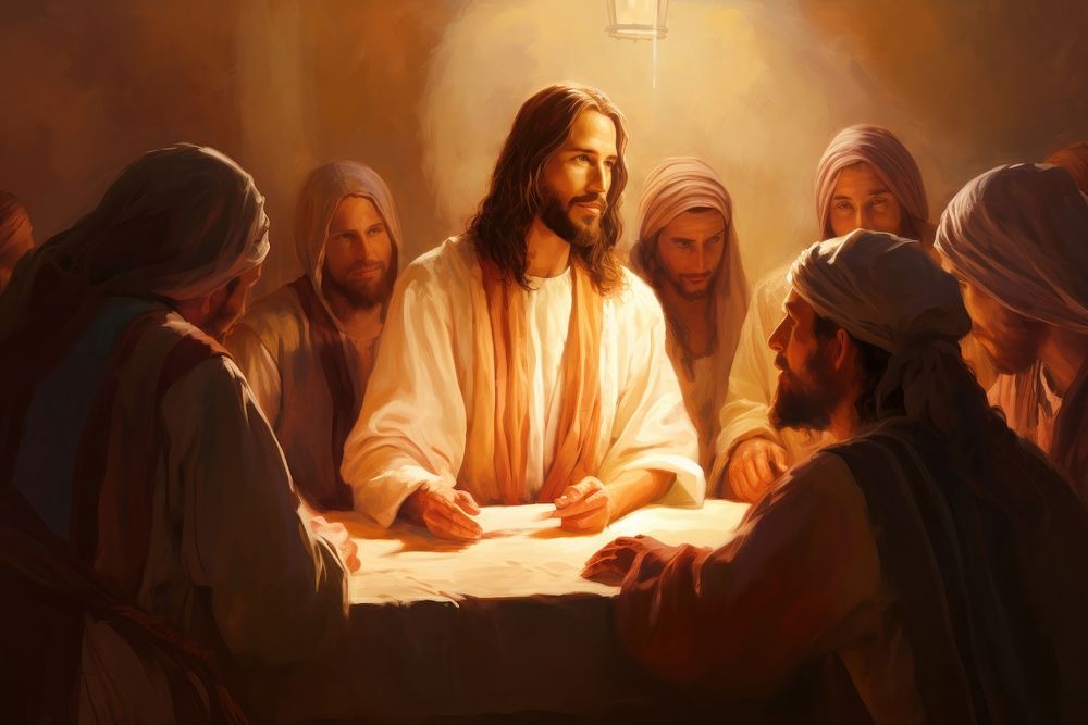 Jesus shared with his Apostles at the long table painting adult spirituality.