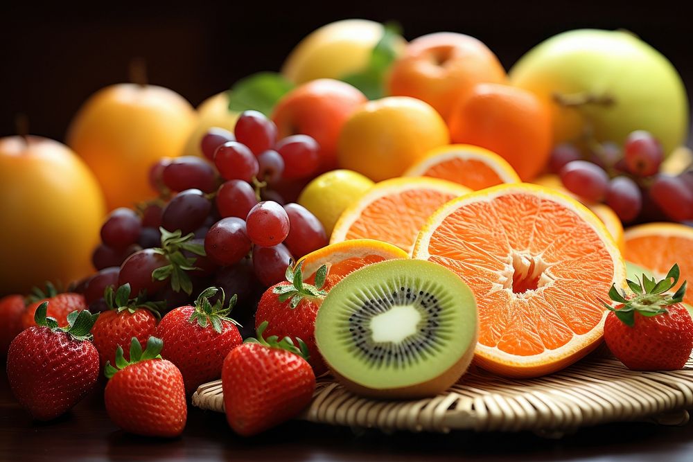 Mix fruits basket strawberry grapefruit Premium Photo rawpixel