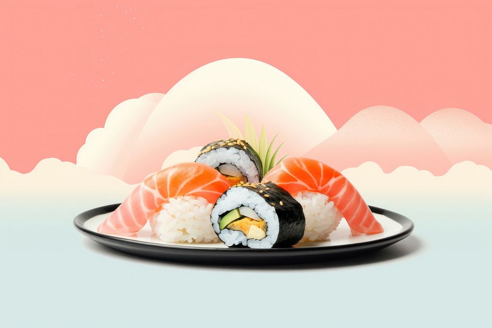Sushi dish sushi plate rice. AI generated Image by rawpixel.
