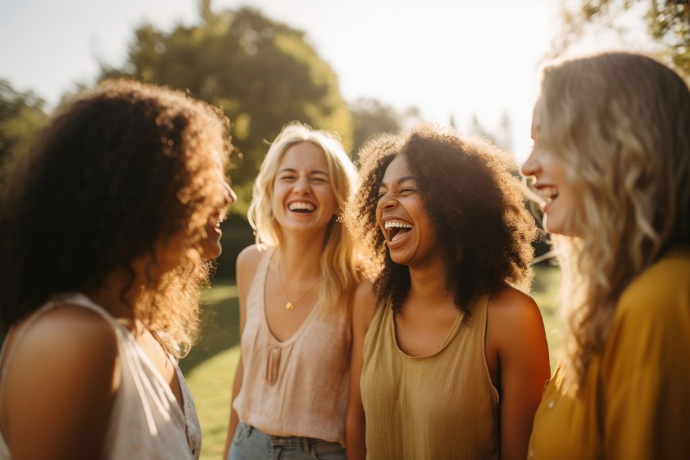 Group of female friends laughing adult togetherness. AI generated Image by rawpixel.