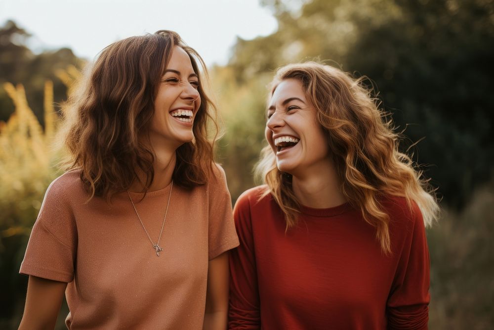 Female friends laughing adult togetherness. AI generated Image by rawpixel.