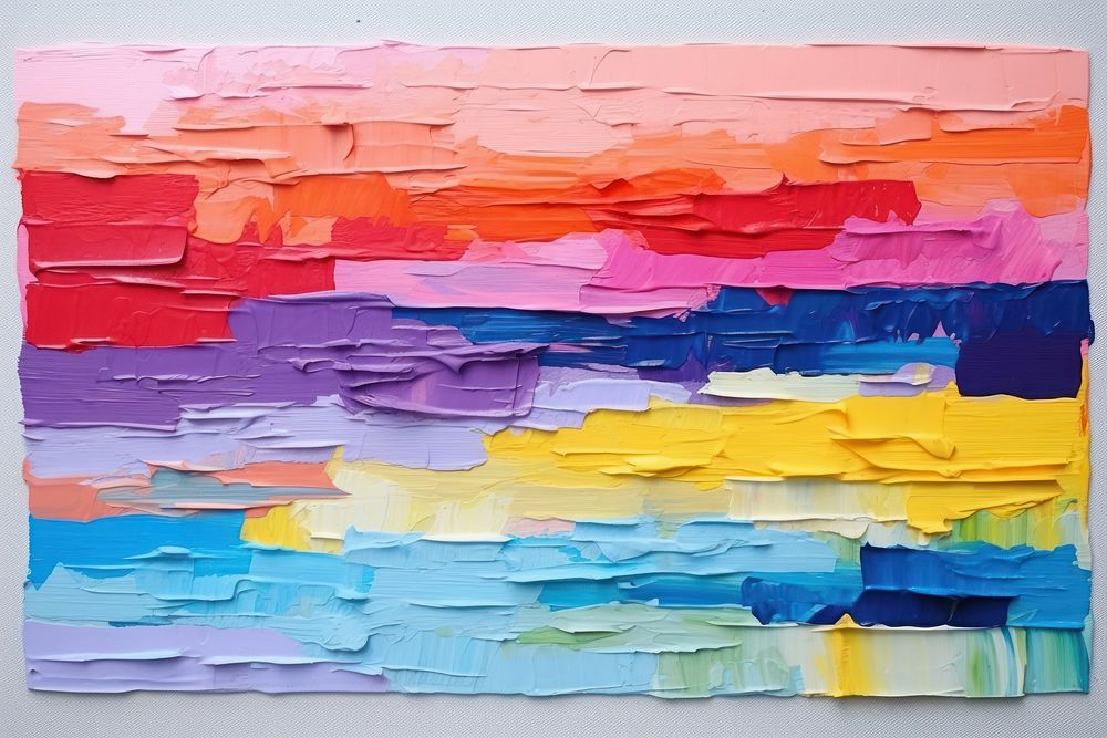 Abstract bold rainbow ripped paper art painting backgrounds.