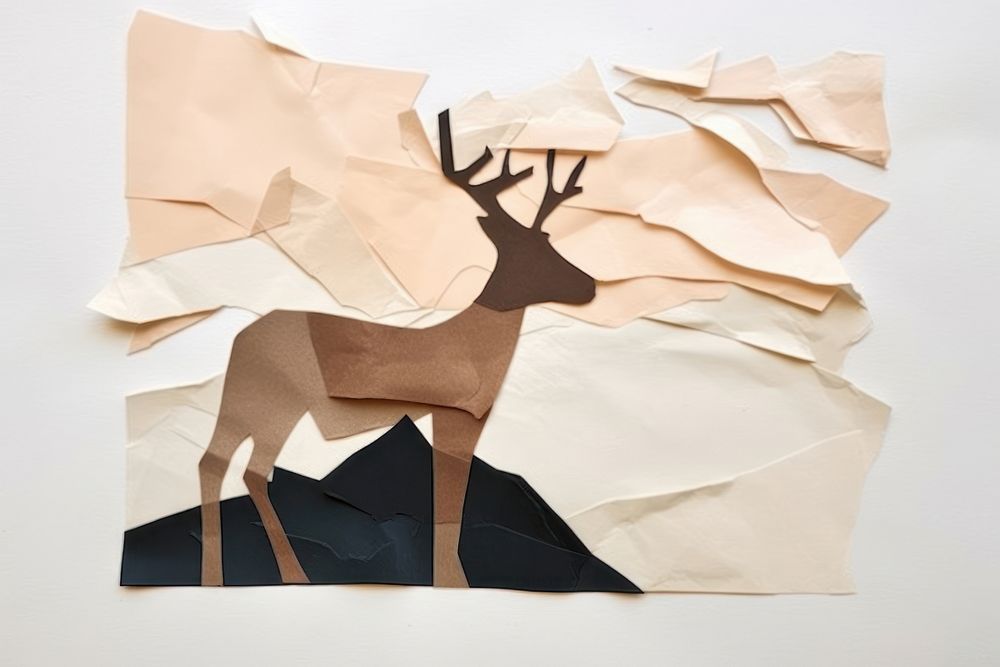 Abstract baby deer ripped paper art representation creativity.