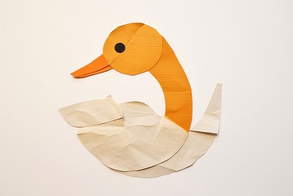 Abstract duck ripped paper art animal nature.