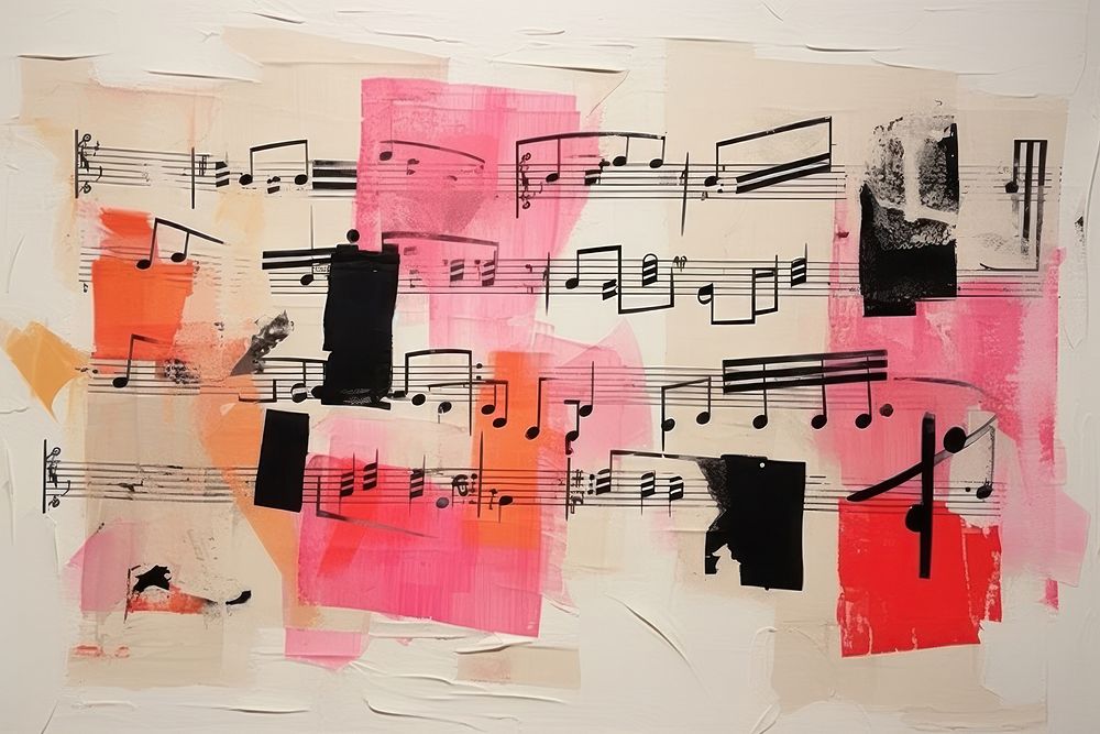 Abstract music ripped paper art painting creativity.