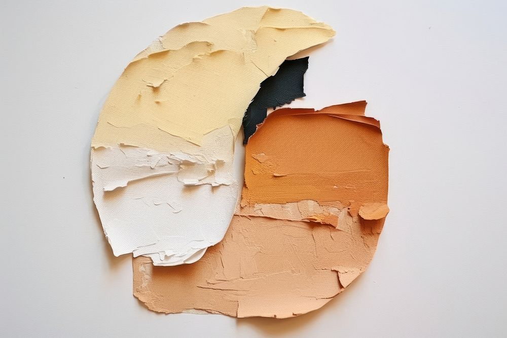Abstract pancake ripped paper art cosmetics palette.