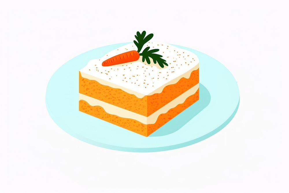 Carrot cake on dish dessert icing plate.