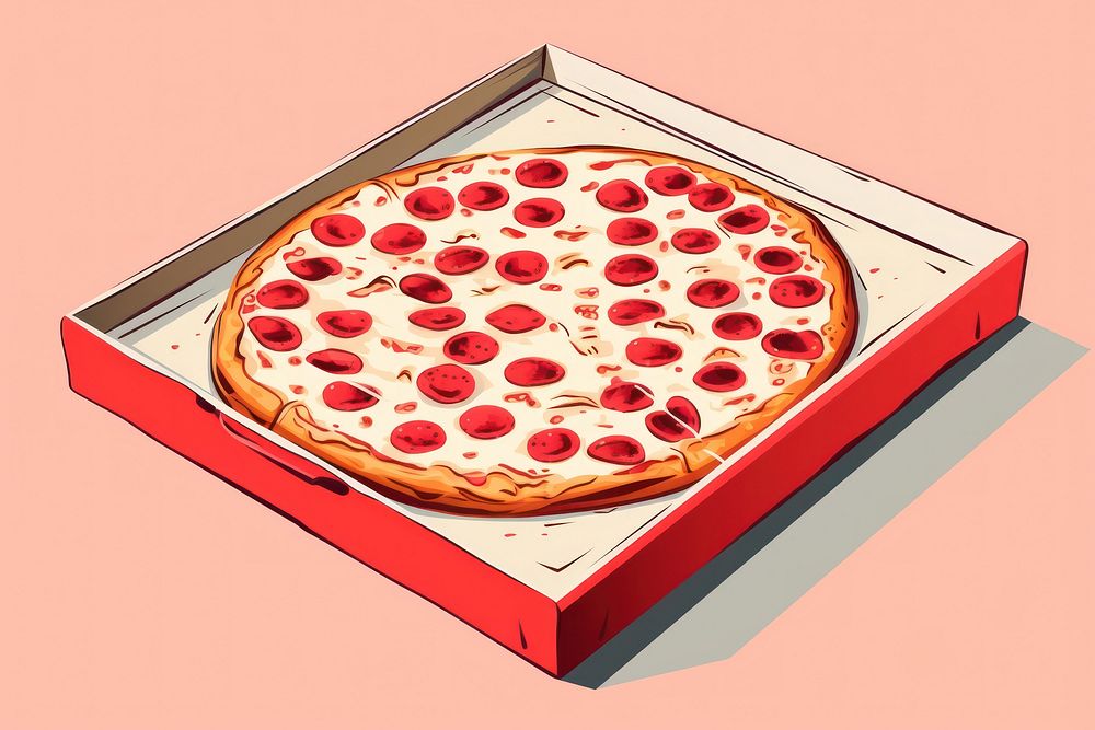Pizza box food pepperoni freshness.