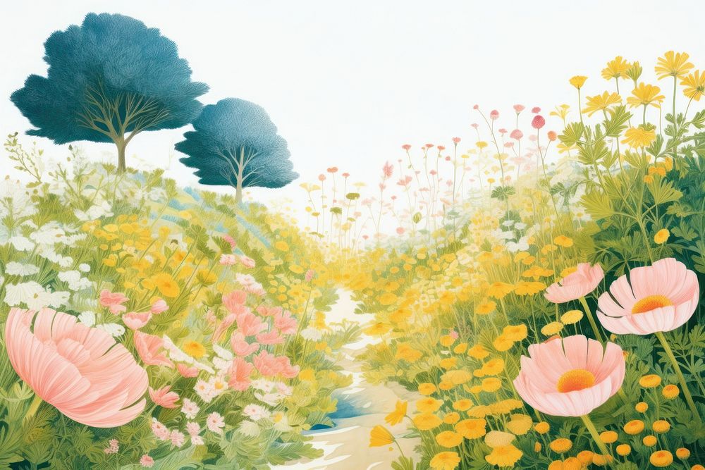 Floral garden outdoors painting nature.