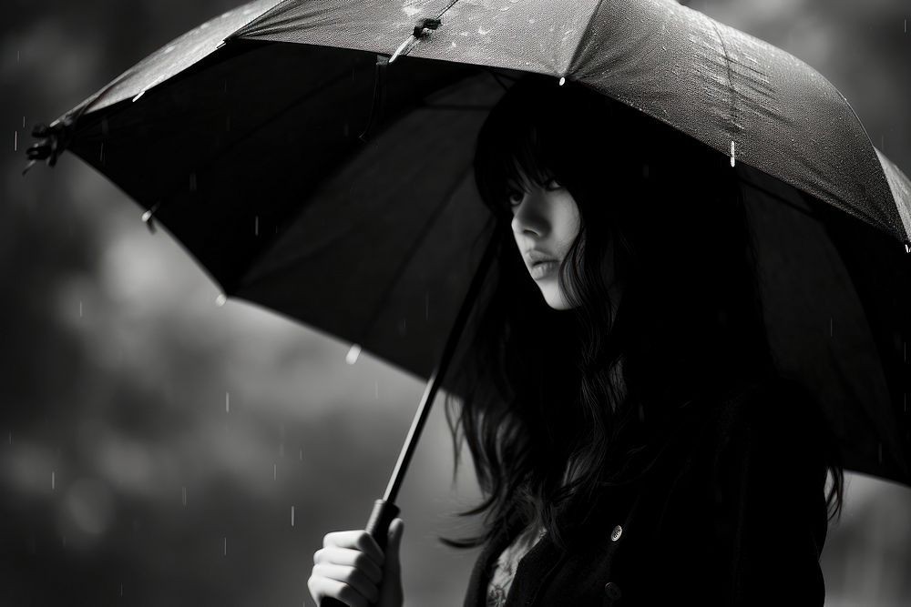 Umbrella rain portrait adult.
