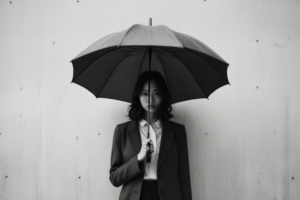 Umbrella portrait adult woman.