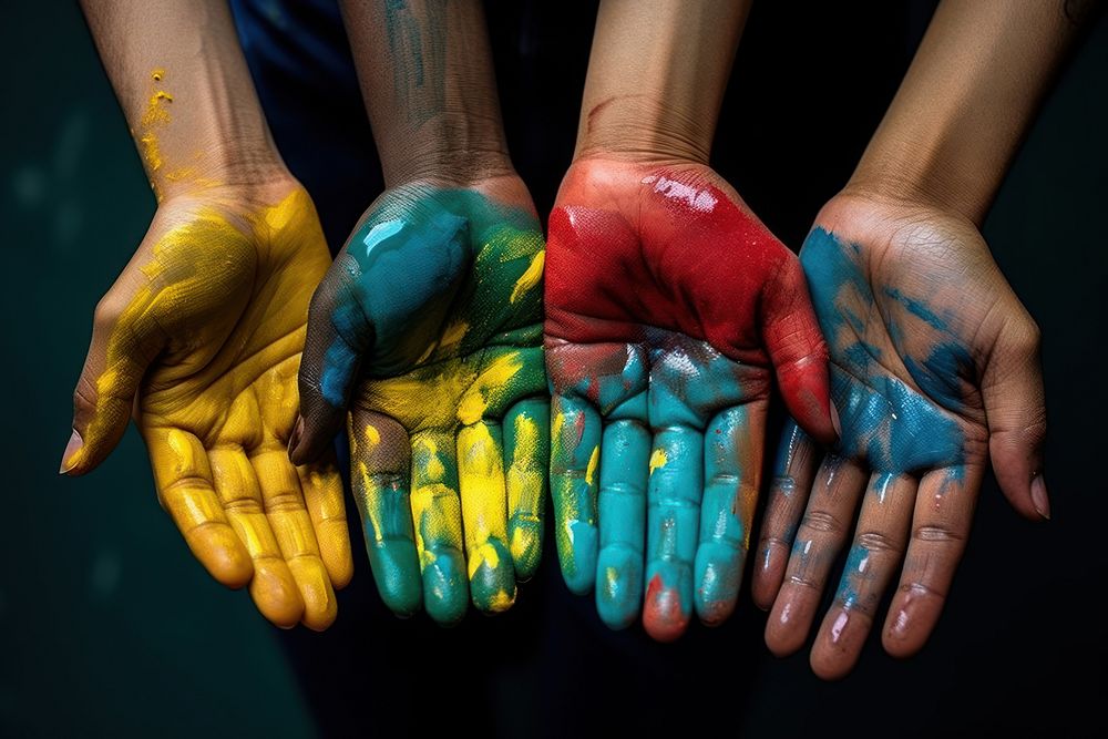 Color on hands diversity finger creativity cleaning. AI generated Image by rawpixel.