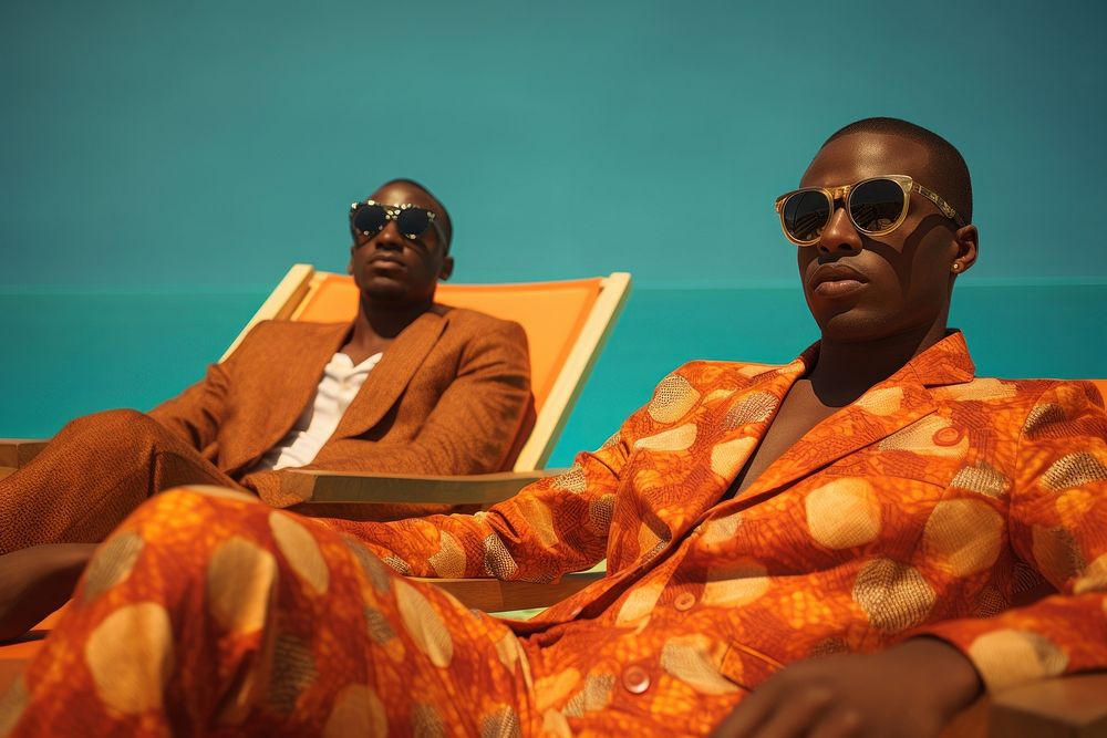 African men sunglasses sitting adult.