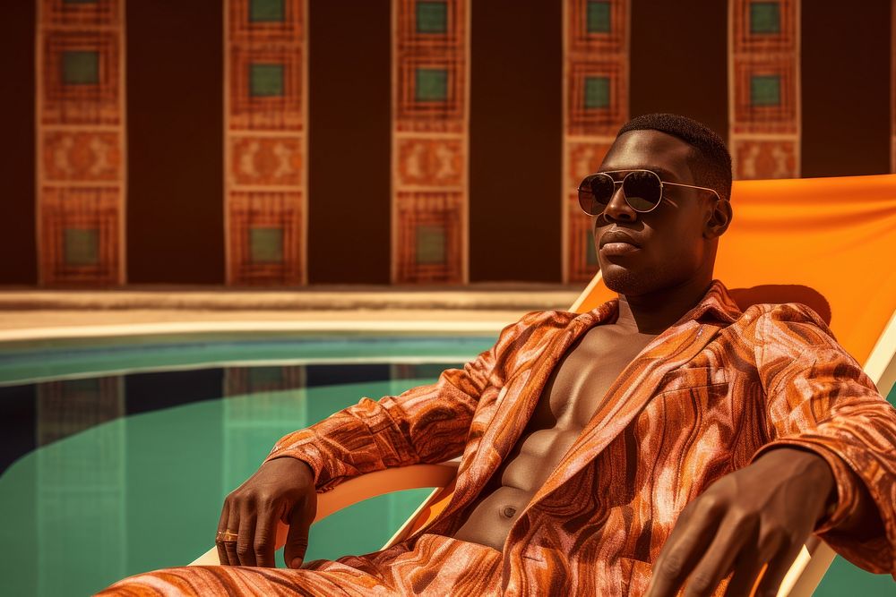 African men sunglasses portrait sitting.