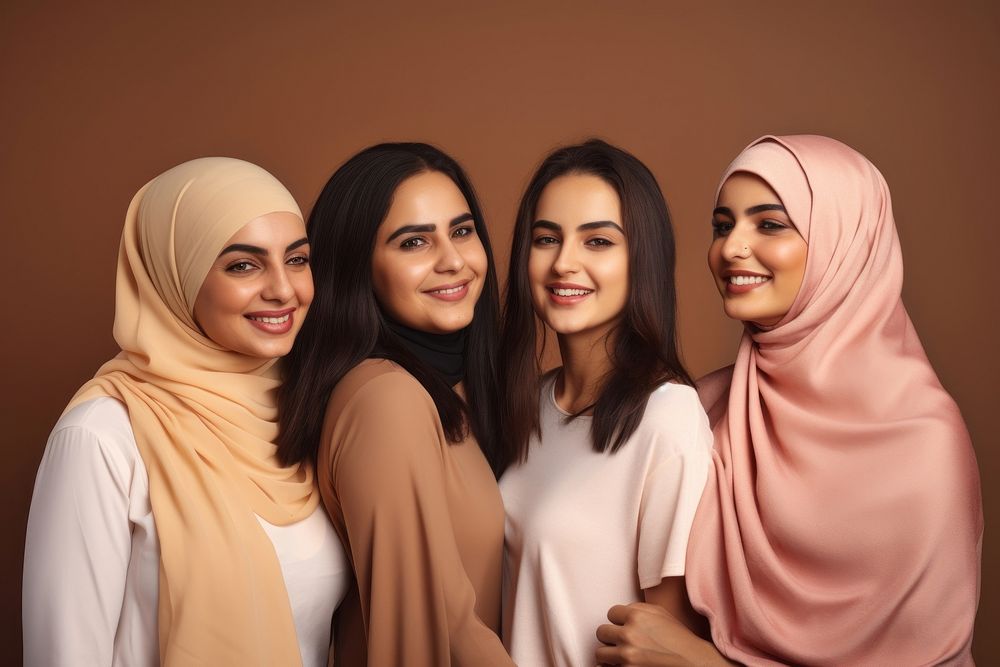 Group of smiling arab woman adult togetherness celebration. AI generated Image by rawpixel.