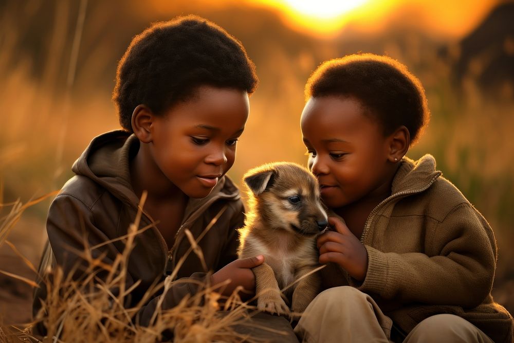 African kids outdoors portrait mammal. AI generated Image by rawpixel.