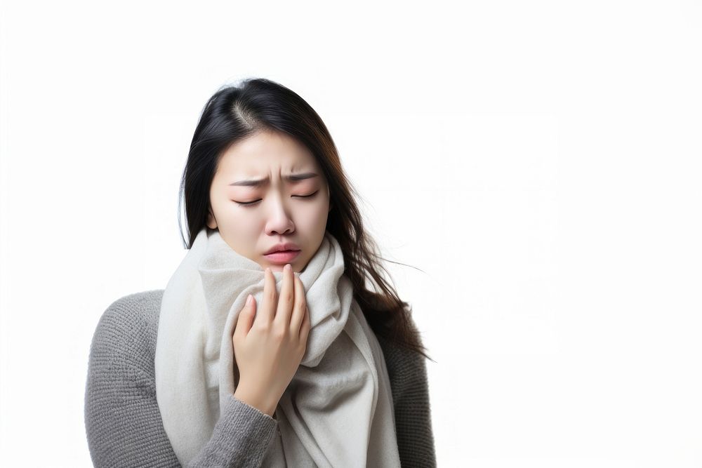 Asian Female coughing Sickness female adult pain.