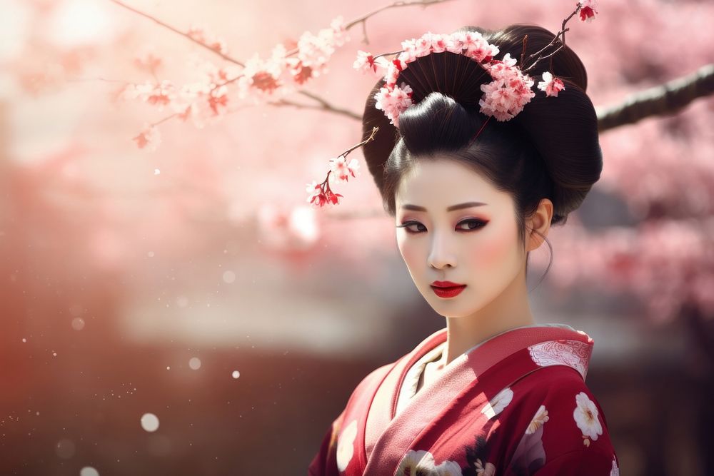 Geisha fashion blossom kimono.