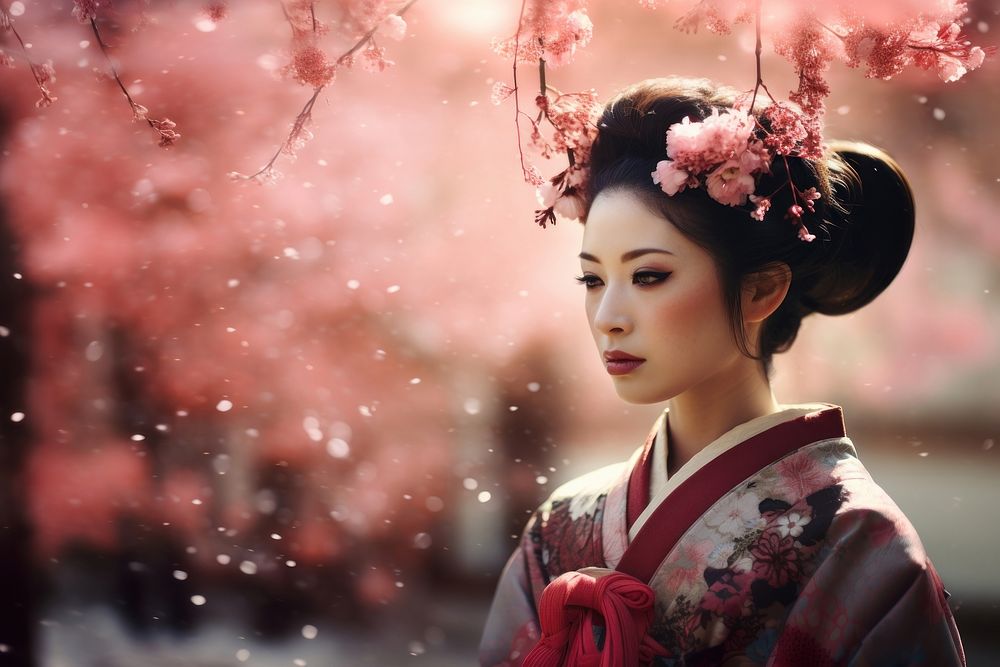 Geisha portrait fashion kimono.