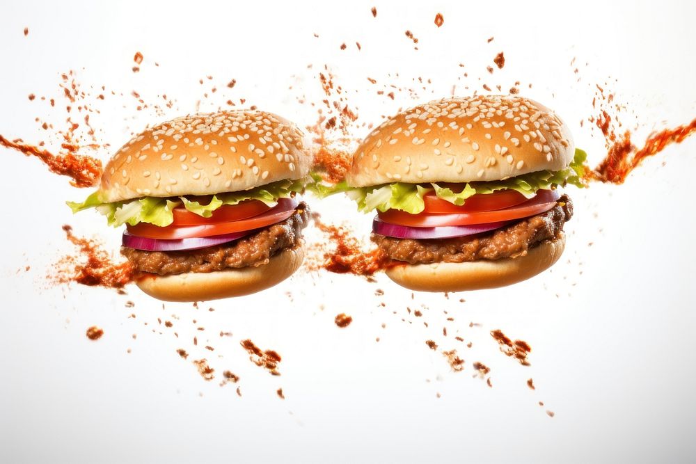 Burgers ketchup food hamburger.