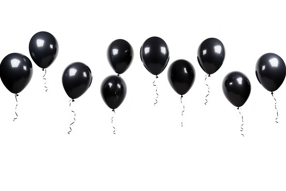 Black balloons white background anniversary celebration.