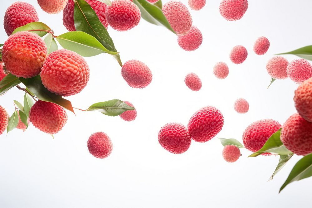 Lychees strawberry raspberry fruit.