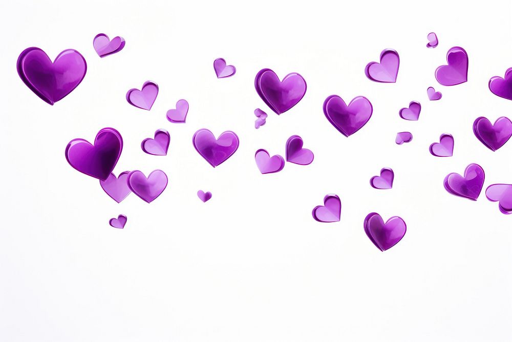Purple hearts backgrounds petal white background.