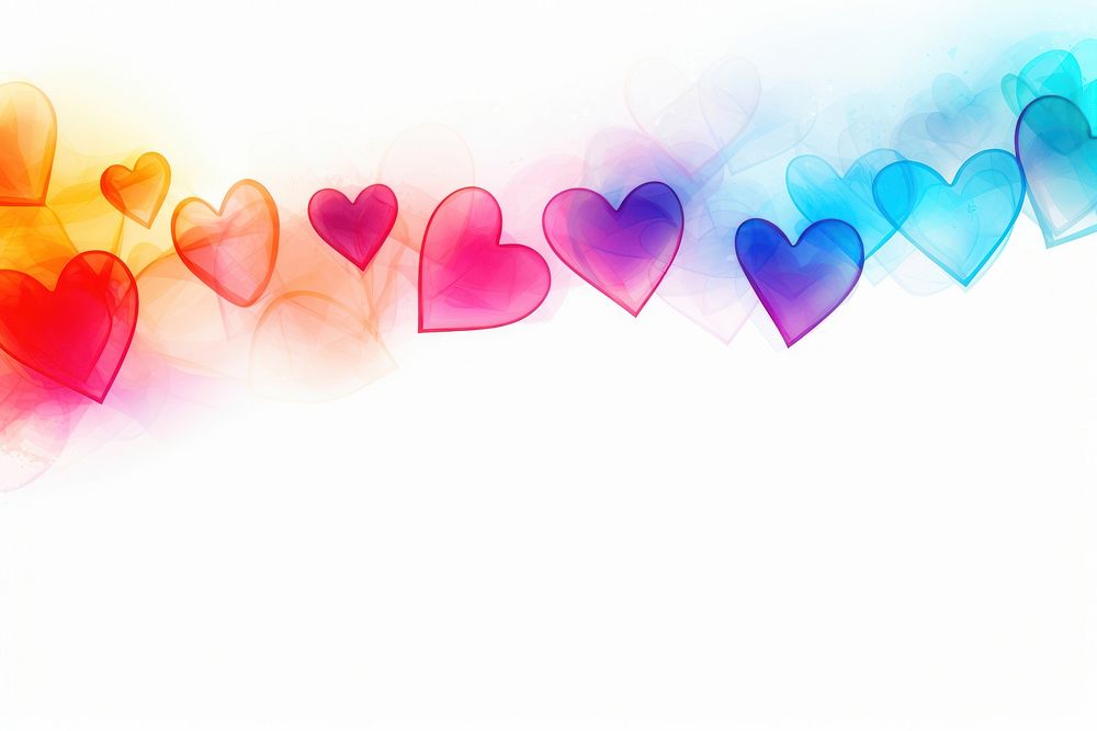 Rainbow hearts backgrounds white background creativity.