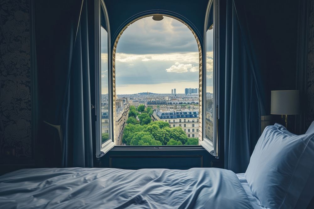 Stunning paris landscape window architecture cityscape.