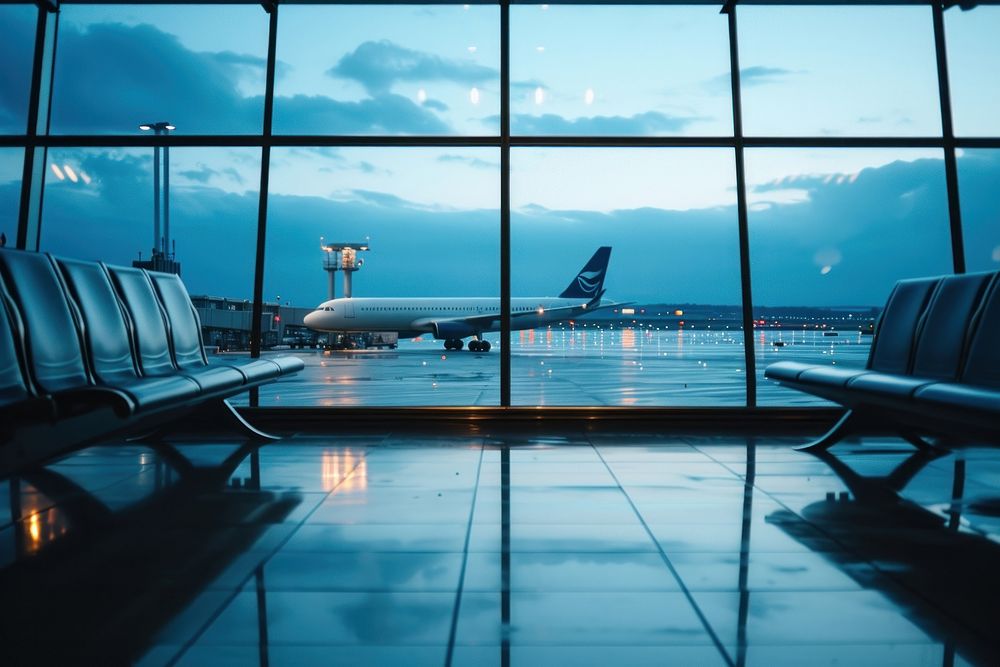 Large window see airplane airport aircraft vehicle.