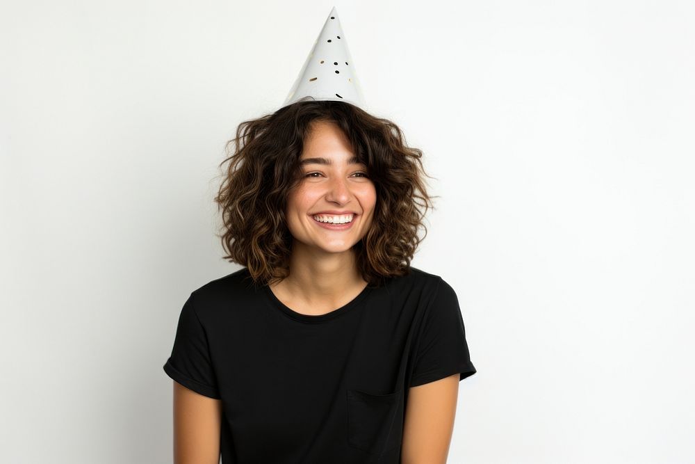 Woman smiling and chilling and celebrating new year portrait adult photo.