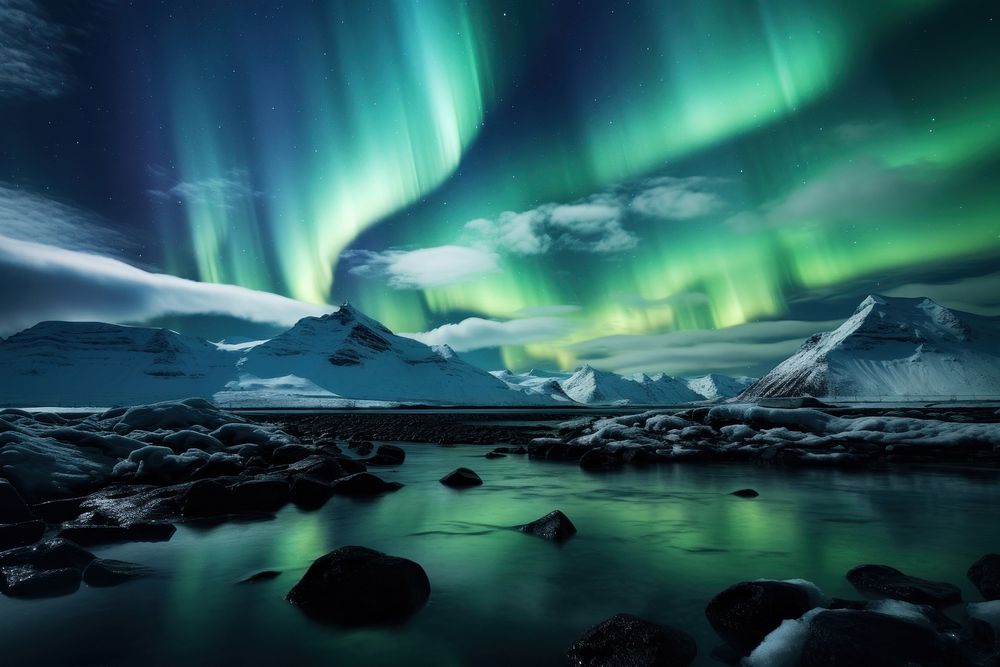 Iceland northern light landscape outdoors nature.