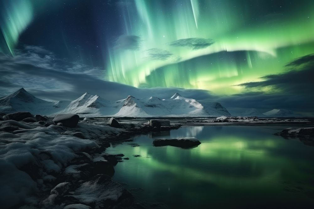 Iceland northern light landscape outdoors nature.