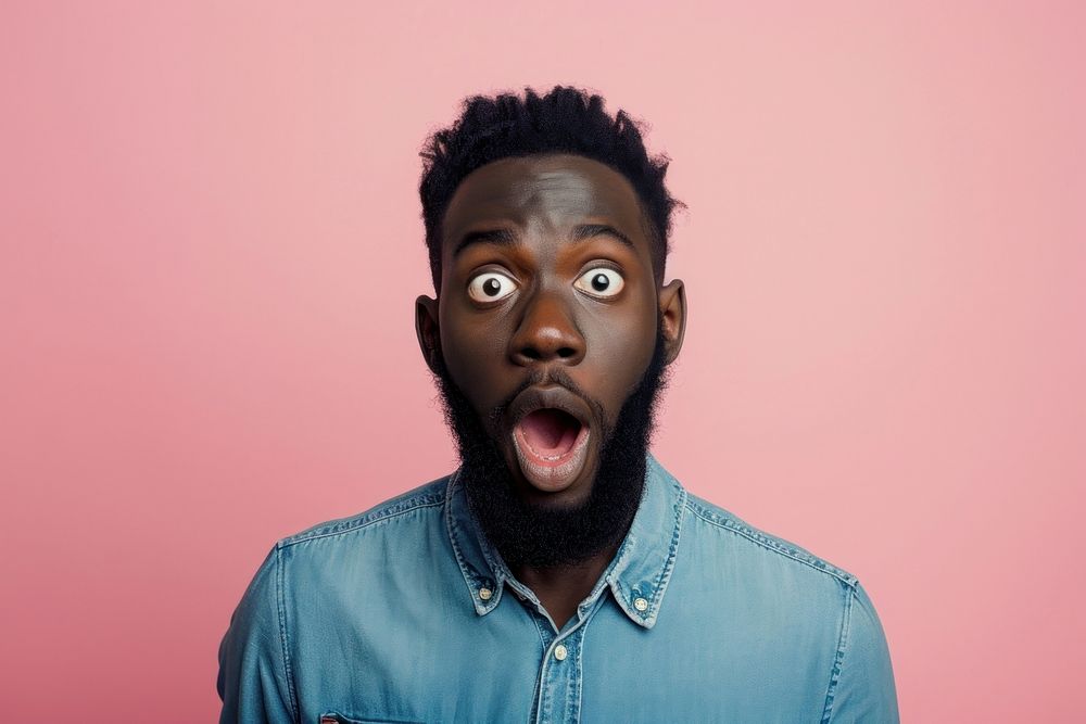 American African surprised face expression portrait photography adult.