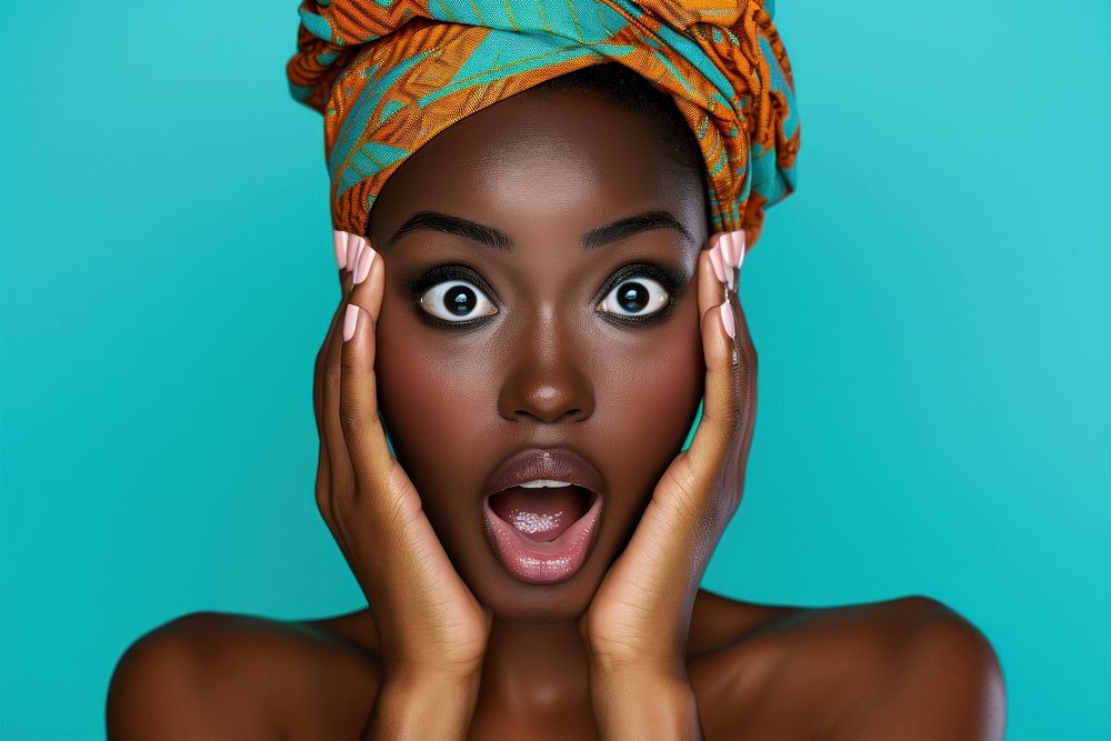 African woman surprised face portrait photography adult.