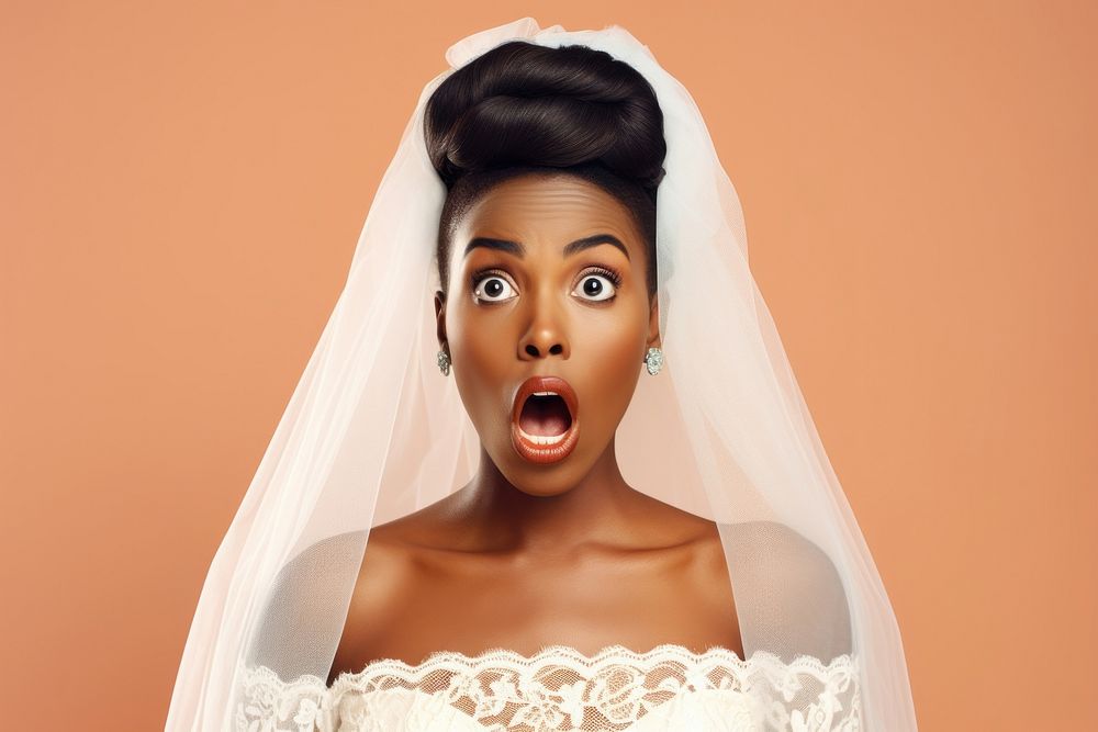 African Bride surprised face portrait photography fashion.