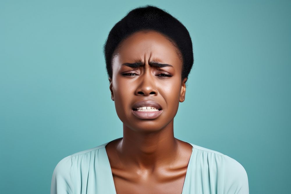 African businesswoman crying face portrait adult disappointment.