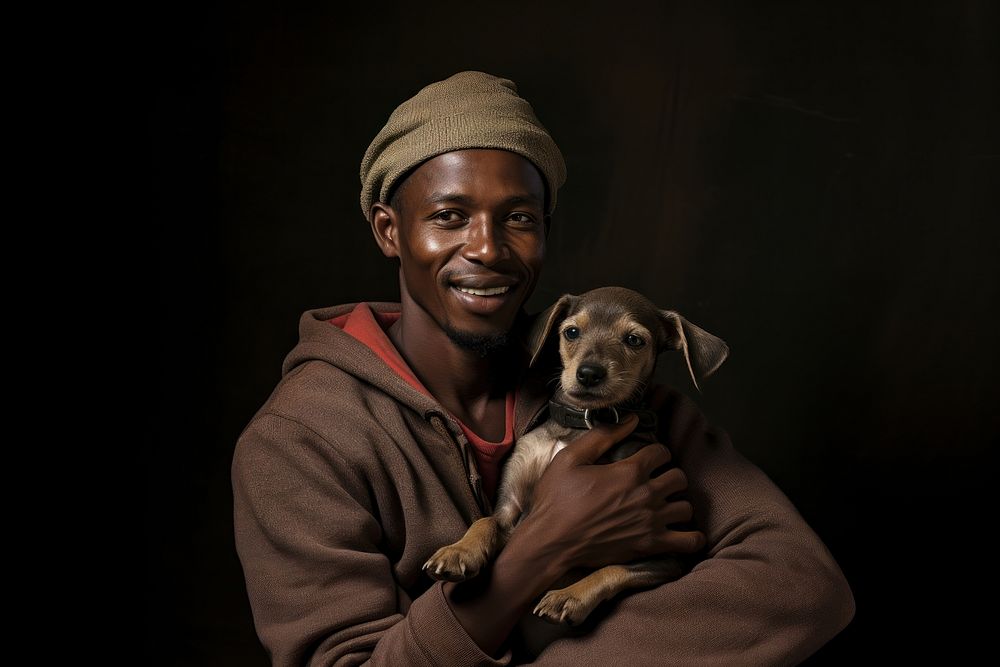 African men puppy photography portrait.