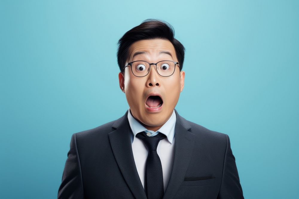 Asian businessman surprised face portrait photography adult.