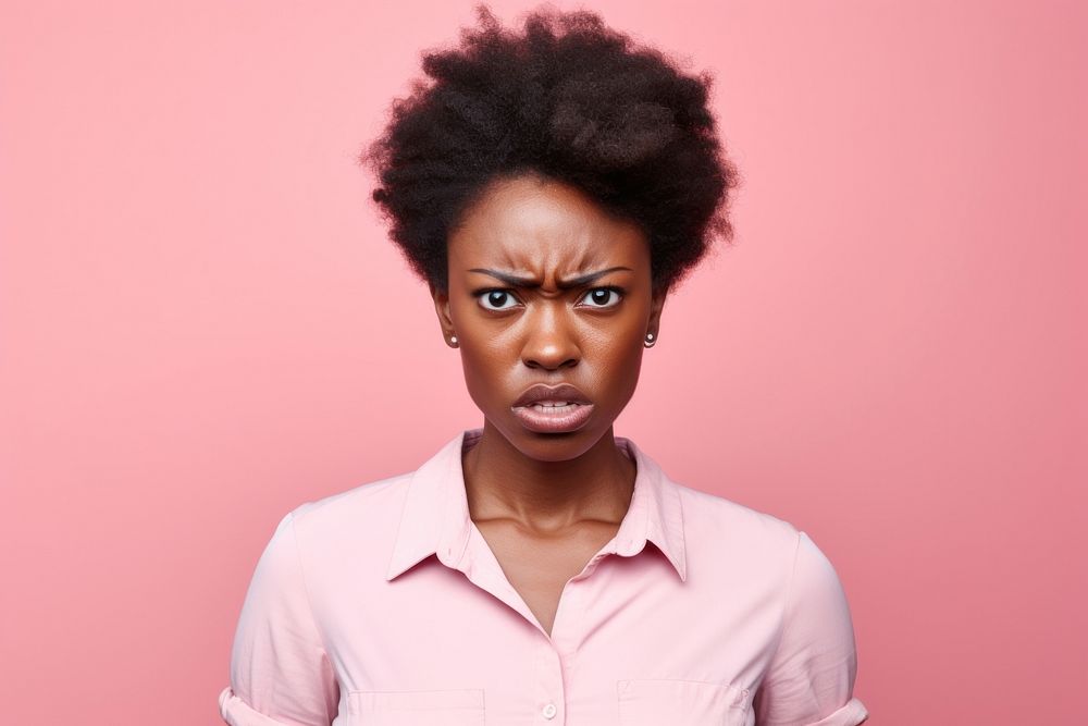 Black woman angry face portrait photography adult.