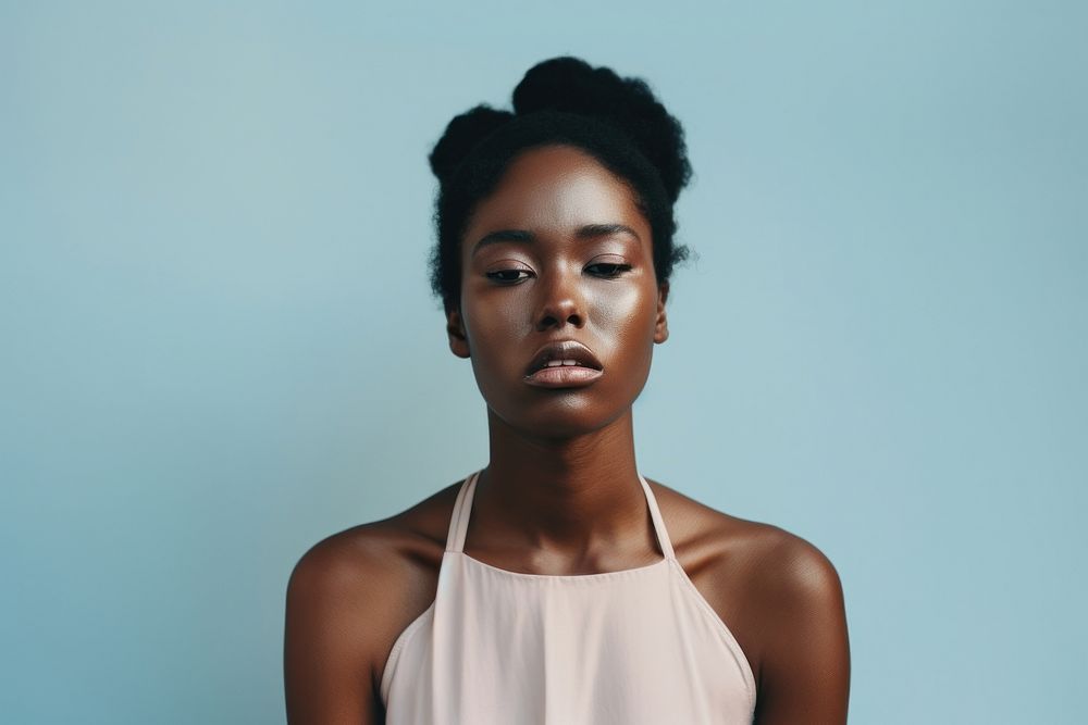 Black woman sad face portrait photography adult.