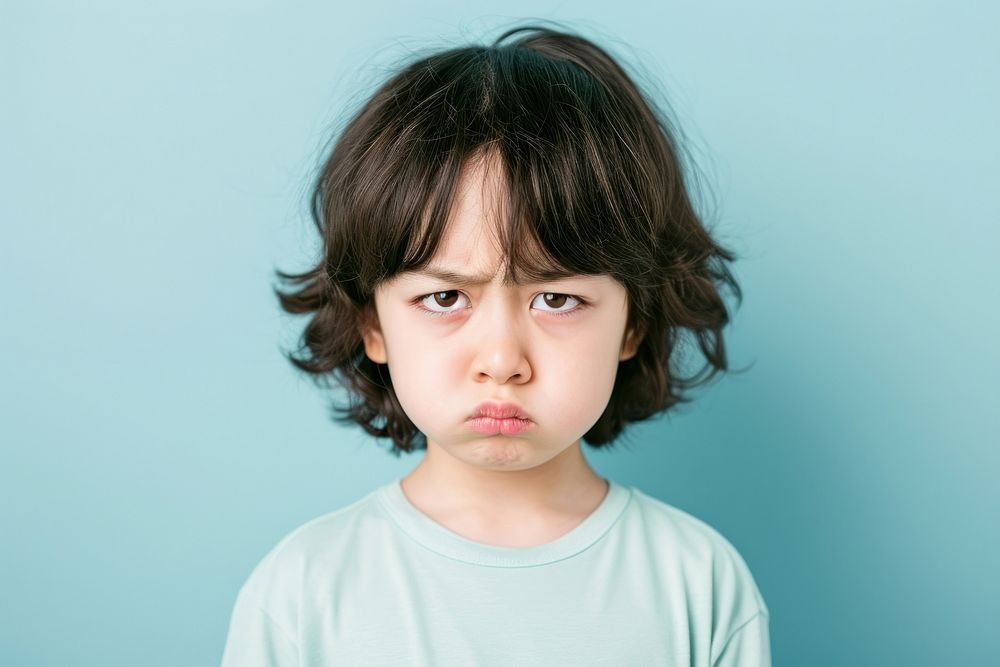 Japnese kids angry face portrait photography child.