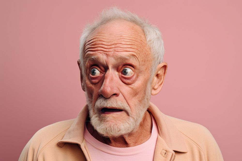 Old man suprised face portrait photography adult.