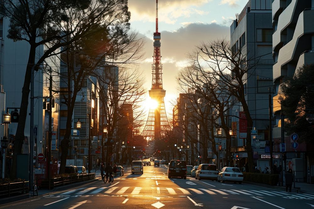 Tokyo tower light architecture landmark. AI generated Image by rawpixel.