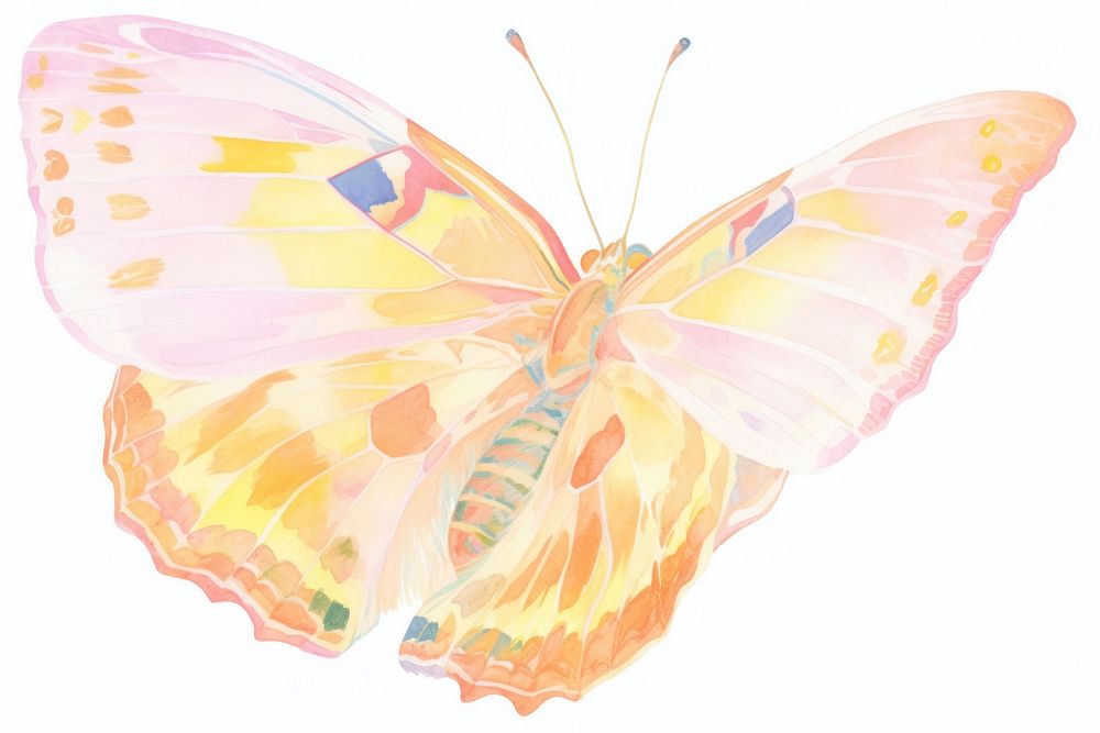 A one yellow butterfly drawing animal insect.