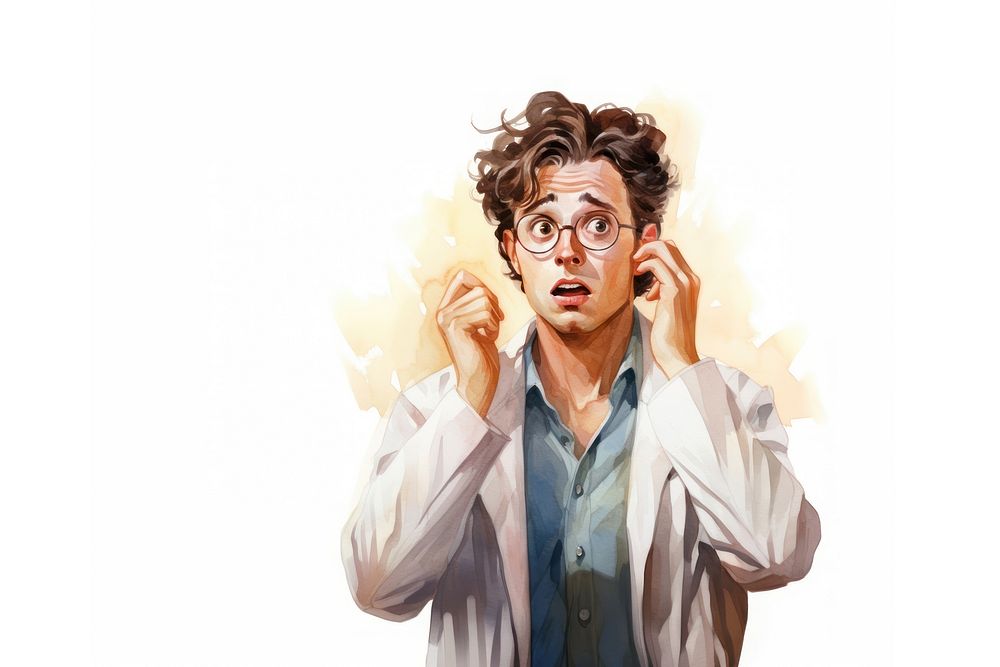 A doctor suprised face expression portrait glasses adult.